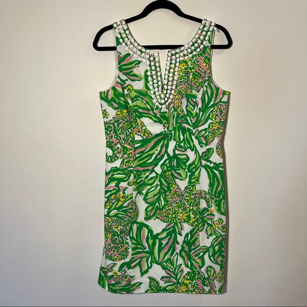 Green leafy patterned Lilly Pulitzer shift dress